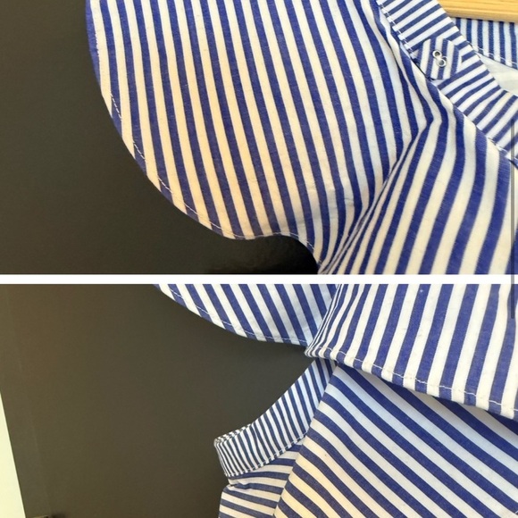 Self-Portrait size 2 EUC worn once Blue and White Striped Ruffle asymmetrical - Picture 8 of 15